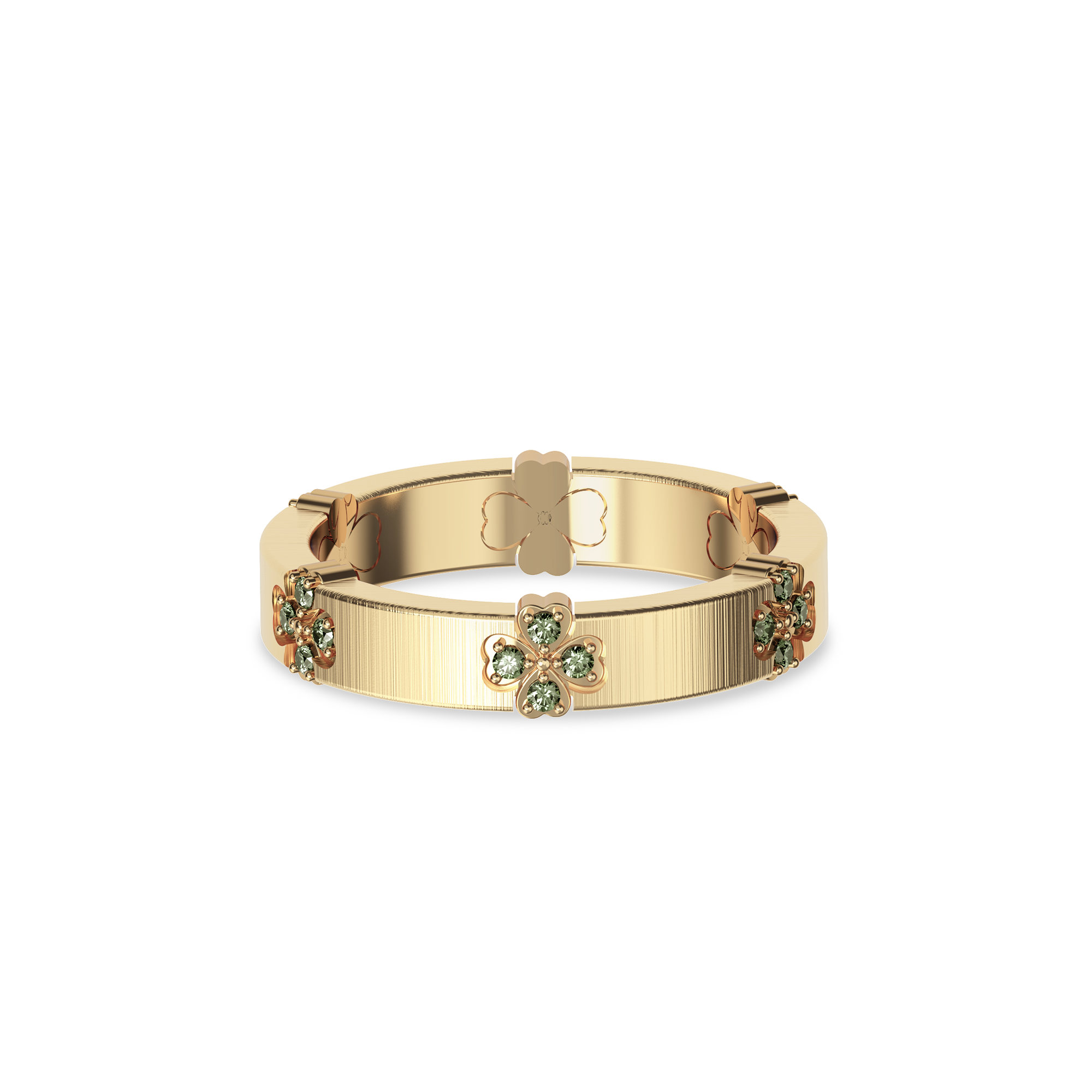 'Lucky Clover' Band Ring, Green Diamond Pavé | PASCAL