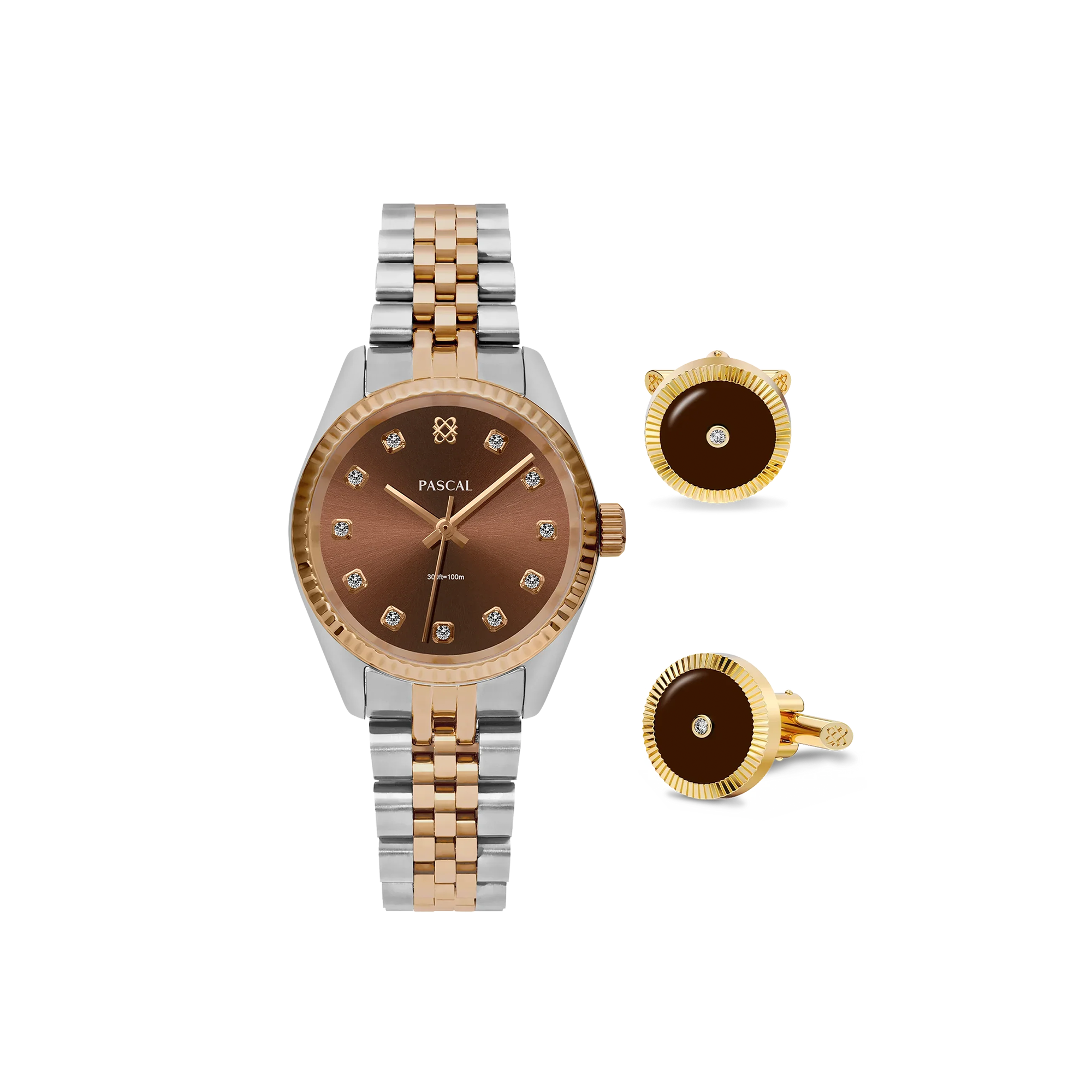 Timeless Classic Diamond Watch Gift Set in Cocoa - PASCAL#dial-size_31-mm