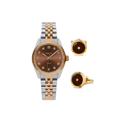 Timeless Classic Diamond Watch Gift Set in Cocoa - PASCAL#dial-size_31-mm