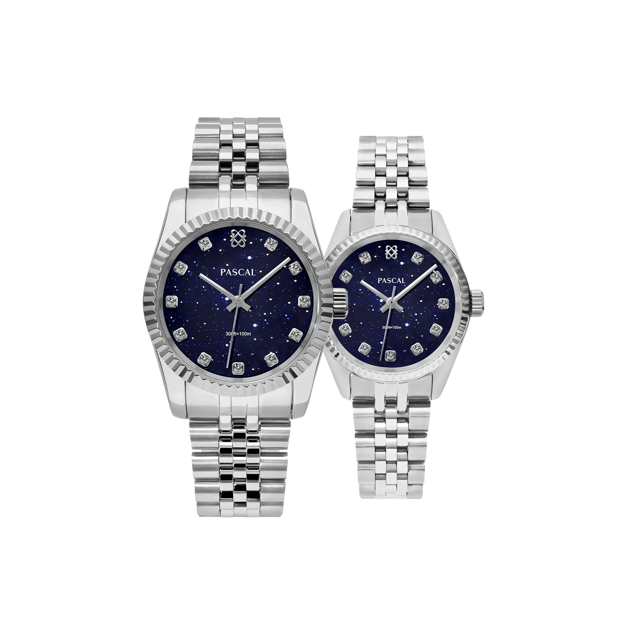 Timeless Classic Diamond Couple Watches in Navy Blue - PASCAL