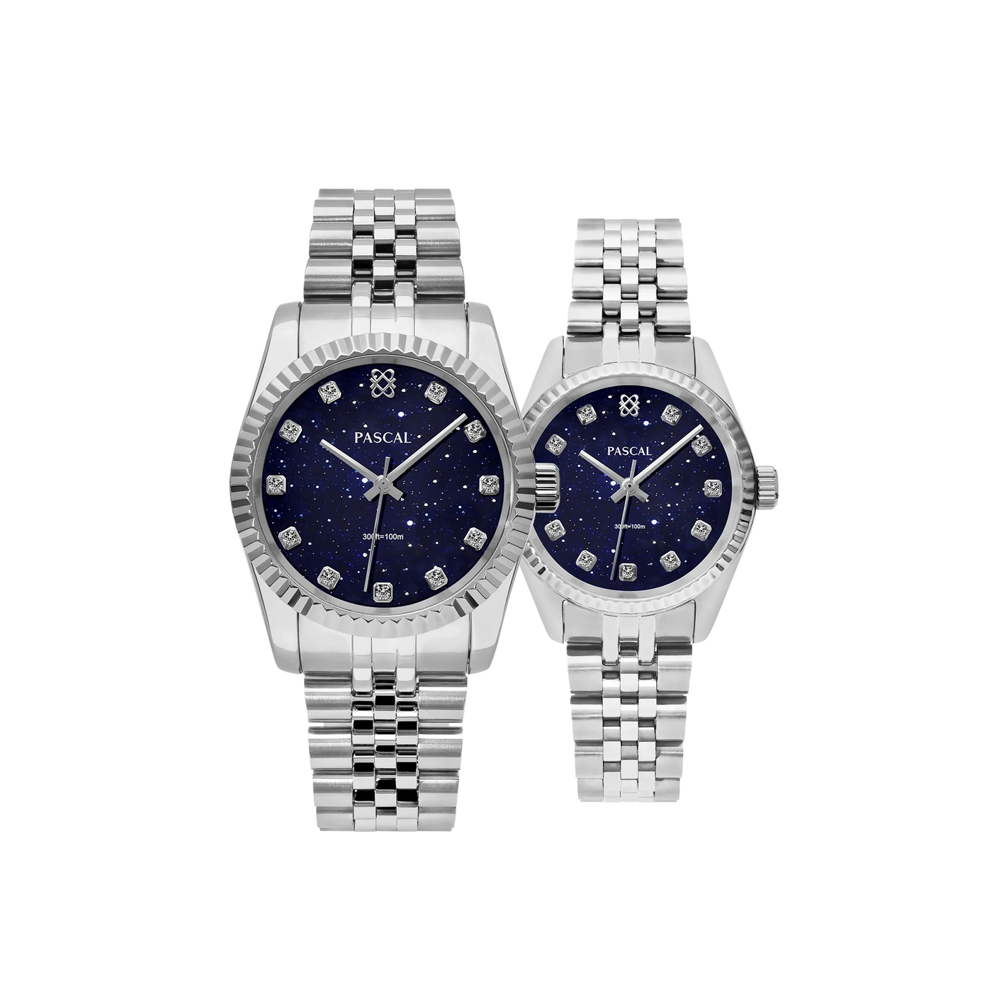 Timeless Classic Diamond Couple Watches in Navy Blue - PASCAL