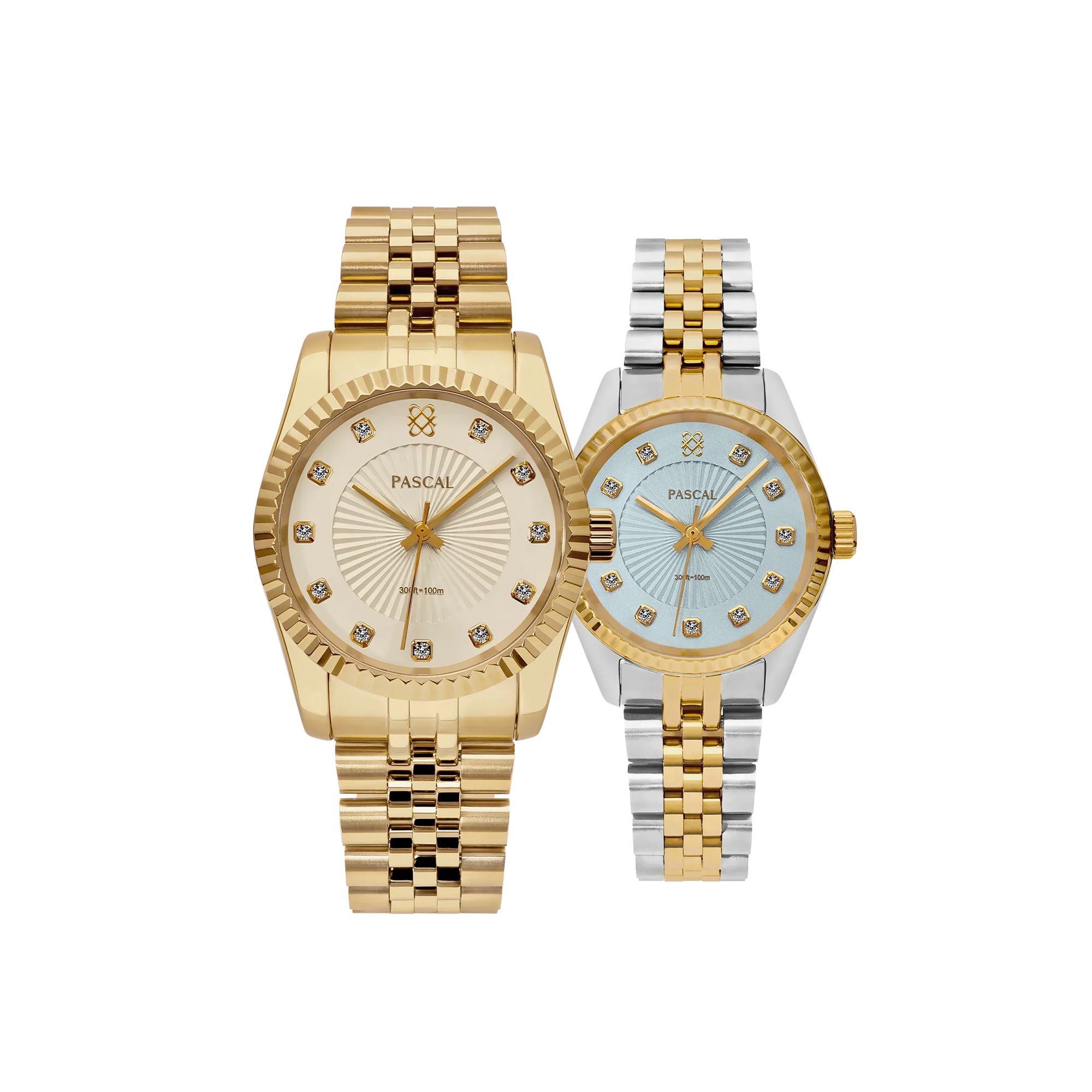 Timeless Classic Diamond Couple Watches in Oat Milk & Blue Raspberry - PASCAL
