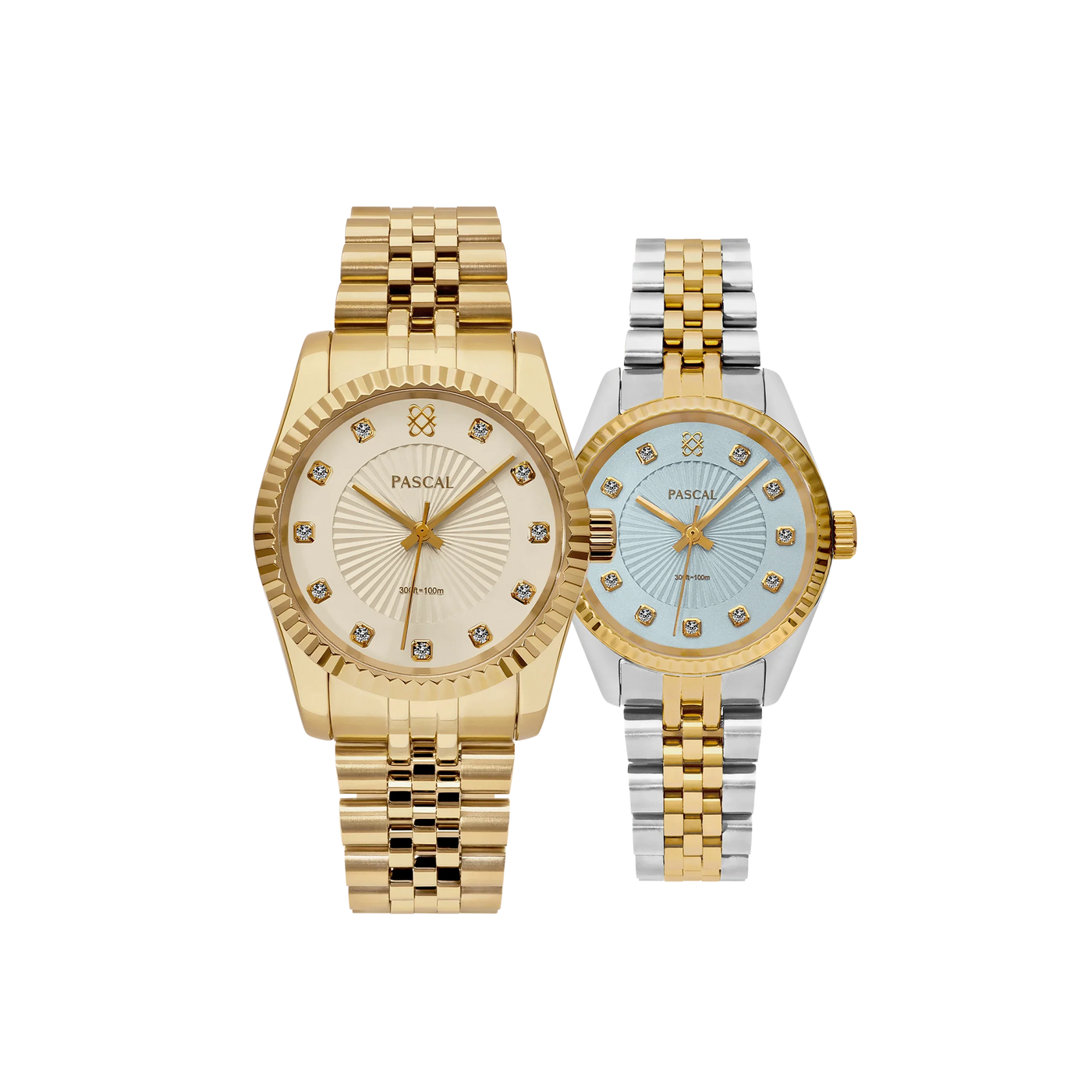 Timeless Classic Diamond Couple Watches in Oat Milk & Blue Raspberry - PASCAL