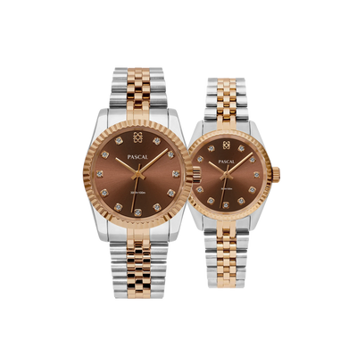 Timeless Classic Diamond Couple Watches in Cocoa - PASCAL
