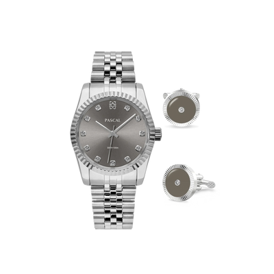 Zeitloses klassisches Diamant-Uhr-Geschenkset