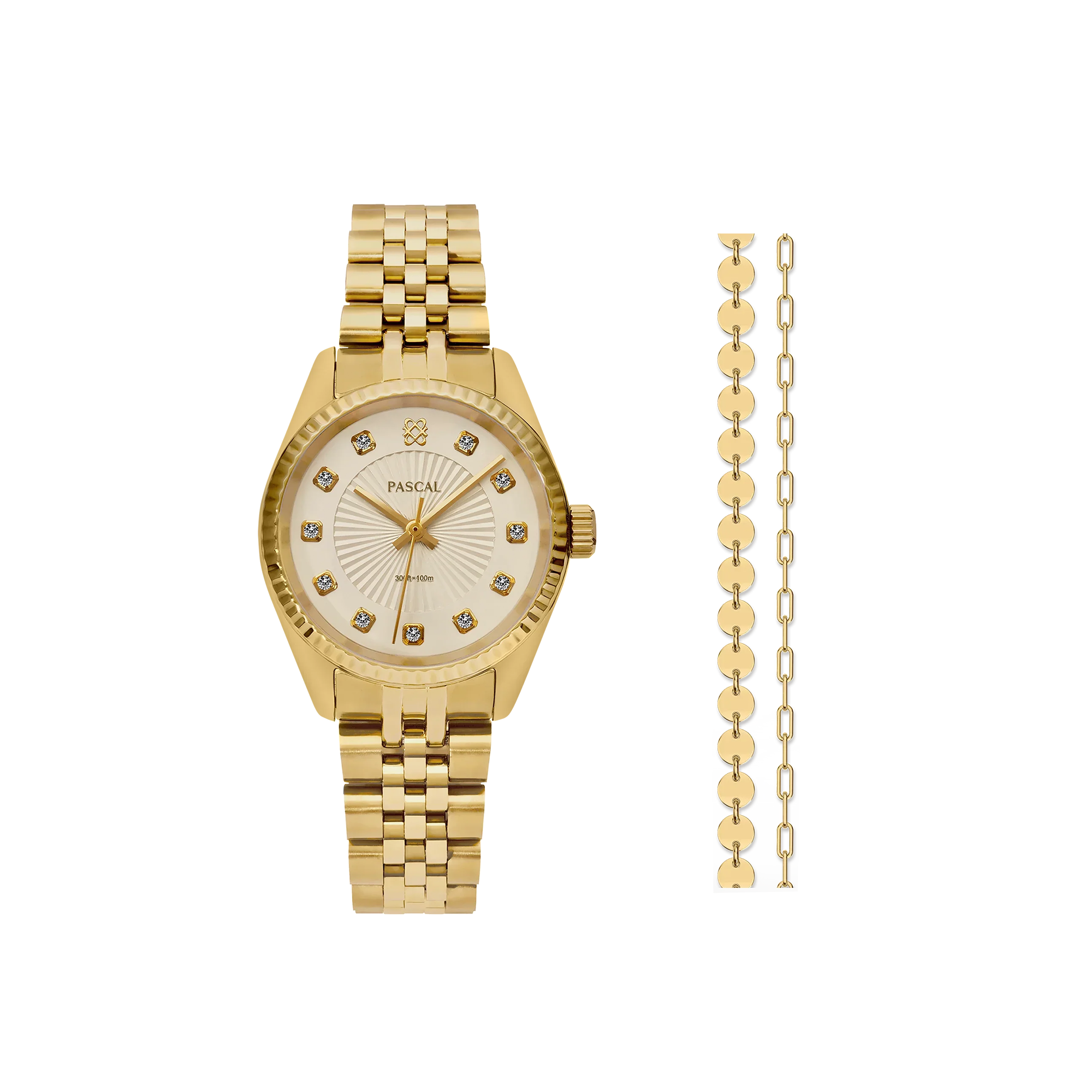 Timeless Classic Diamond Watch Gift Set in Oat Milk - PASCAL#dial-size_31-mm