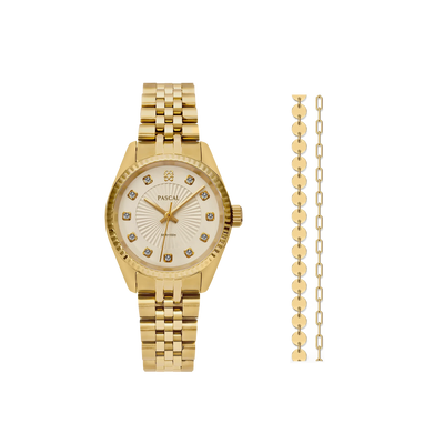 Timeless Classic Diamond Watch Gift Set in Oat Milk - PASCAL#dial-size_31-mm