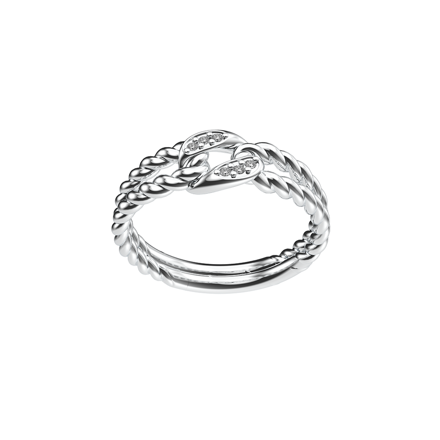 Everyday White Diamond Knot Rope Ring