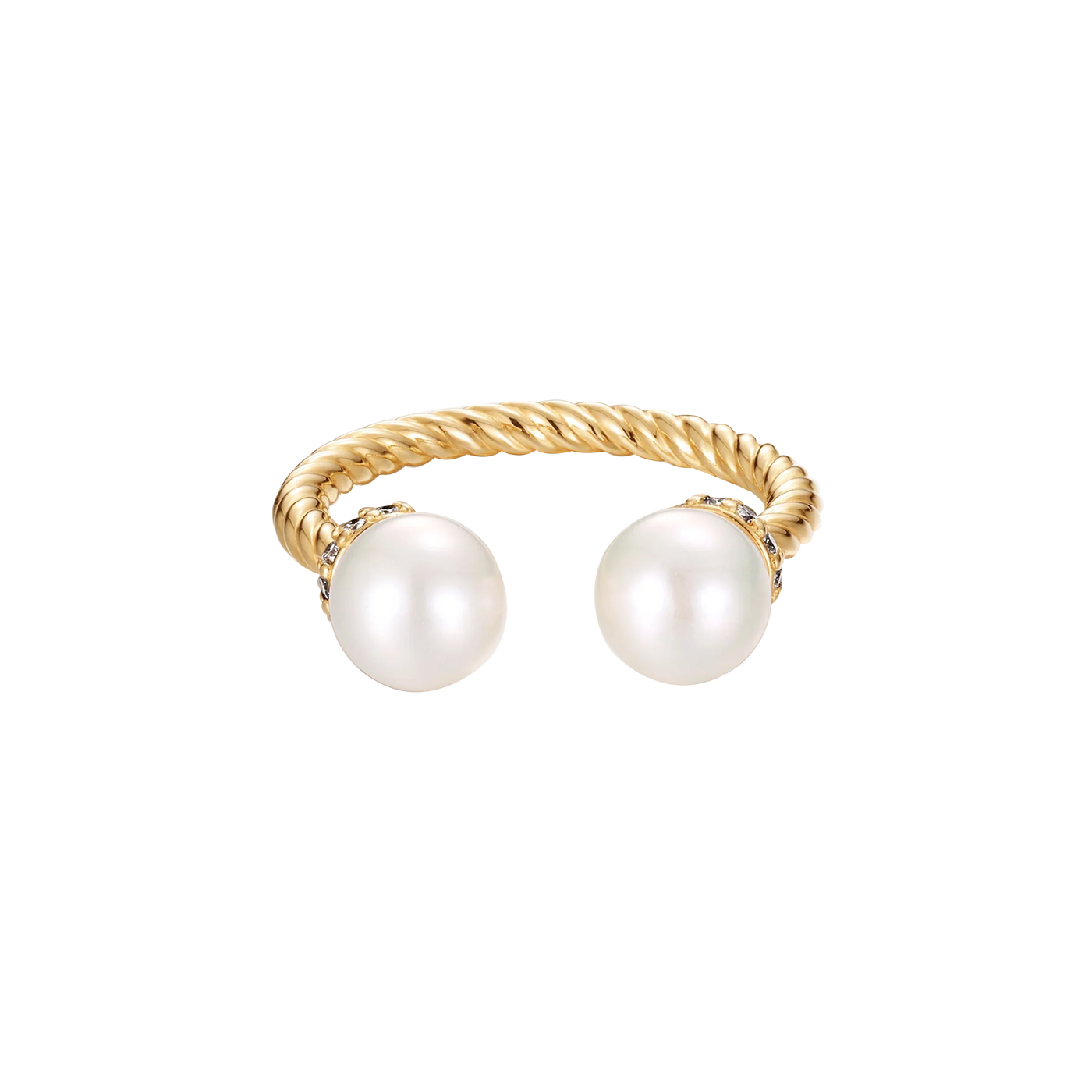 Twine Diamond Open Ring with Pearls