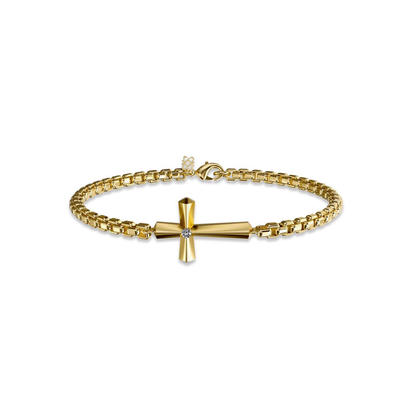 Pulsera Amuleto Cruz, Diamante Blanco