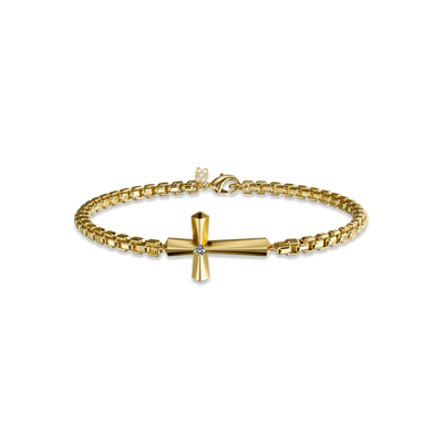 Pulsera Amuleto Cruz, Diamante Blanco