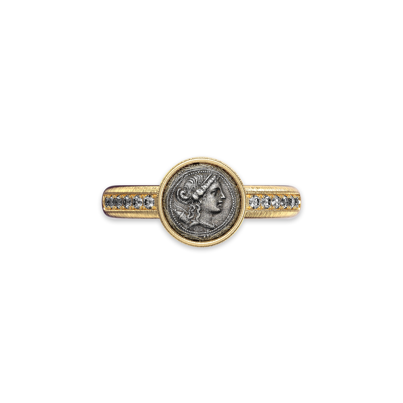 Anillo de dedo meñique 'The Great Civitas' Artemis Coin, diamante blanco