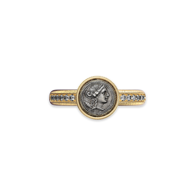Anillo de dedo meñique 'The Great Civitas' Artemis Coin, diamante blanco