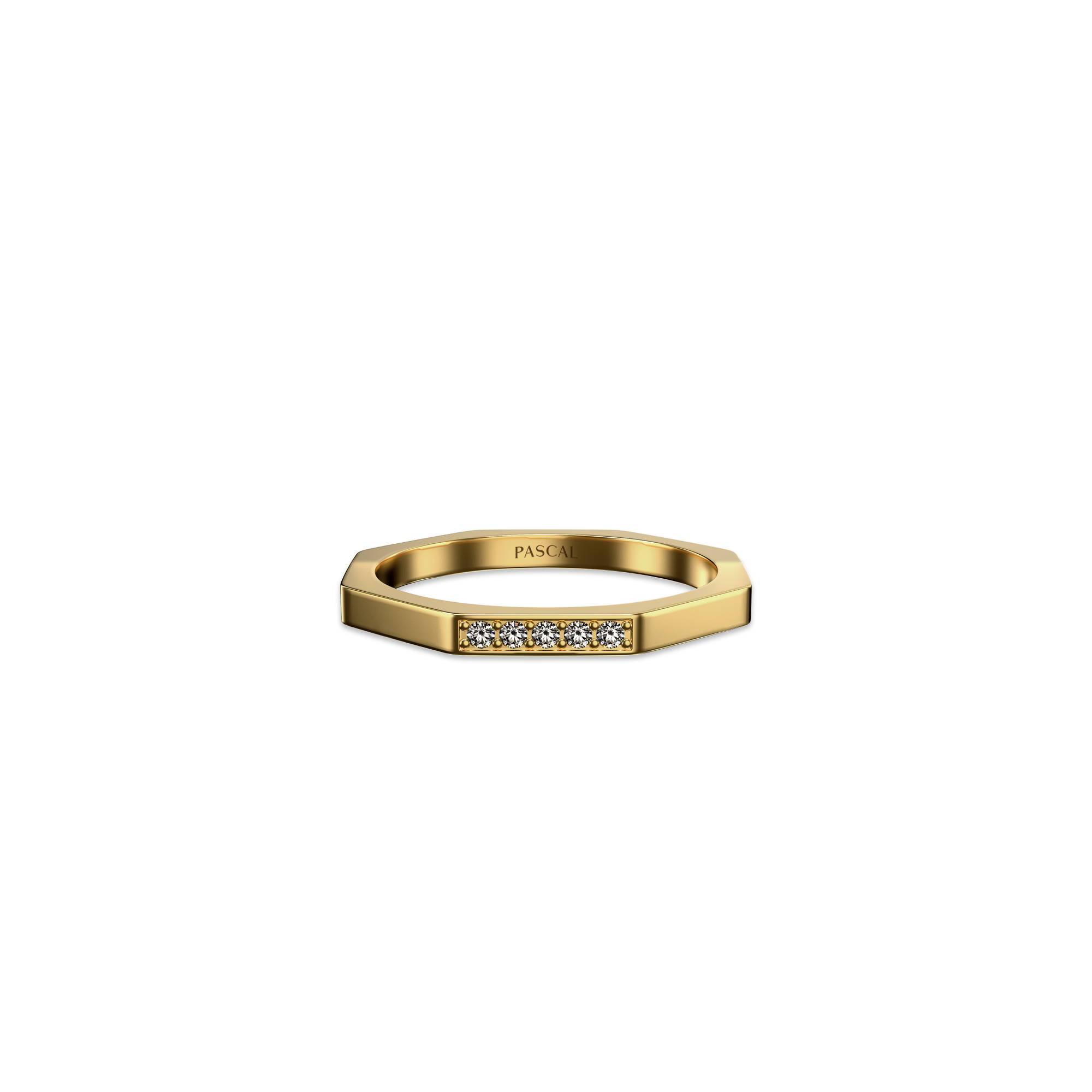 Octagon Band Ring, White Diamond
 - PASCAL#color_18k-yellow-gold-vermeil-white-diamond