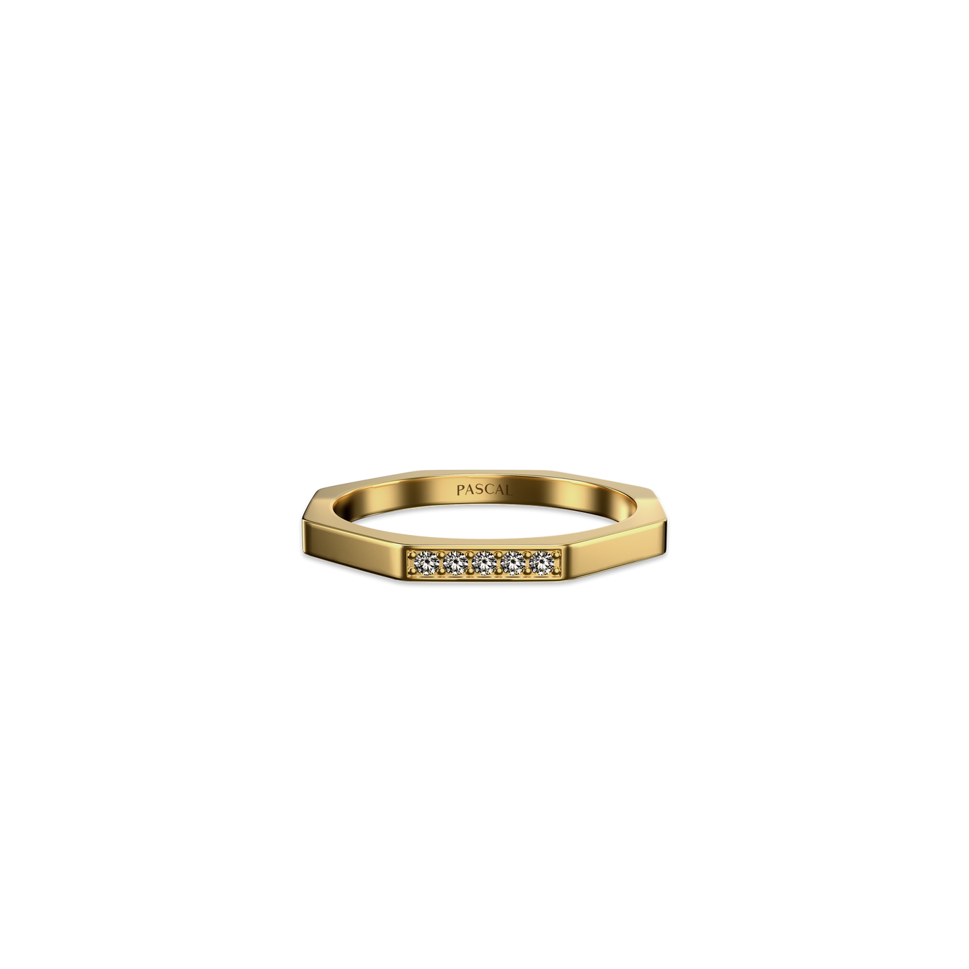 Octagon Band Ring, White Diamond
 - PASCAL#color_18k-yellow-gold-vermeil-white-diamond