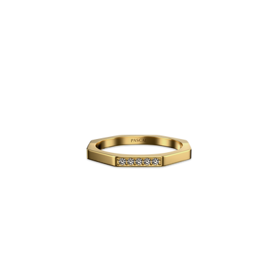 Octagon Band Ring, White Diamond
 - PASCAL#color_18k-yellow-gold-vermeil-white-diamond