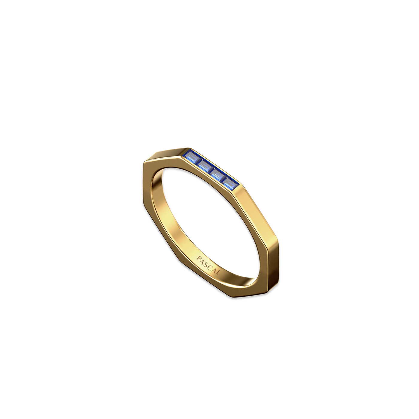 Ring med oktagönt ädelsten