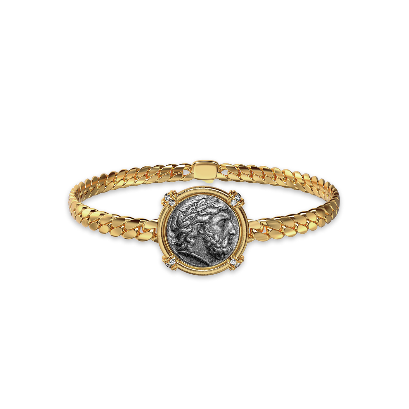 Pulsera de Moneda Zeus "The Great Civitas", Diamante Blanco