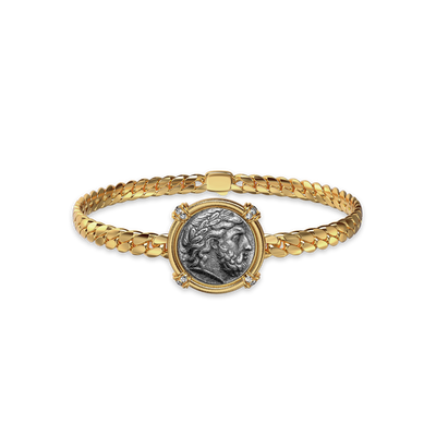 Pulsera de Moneda Zeus "The Great Civitas", Diamante Blanco