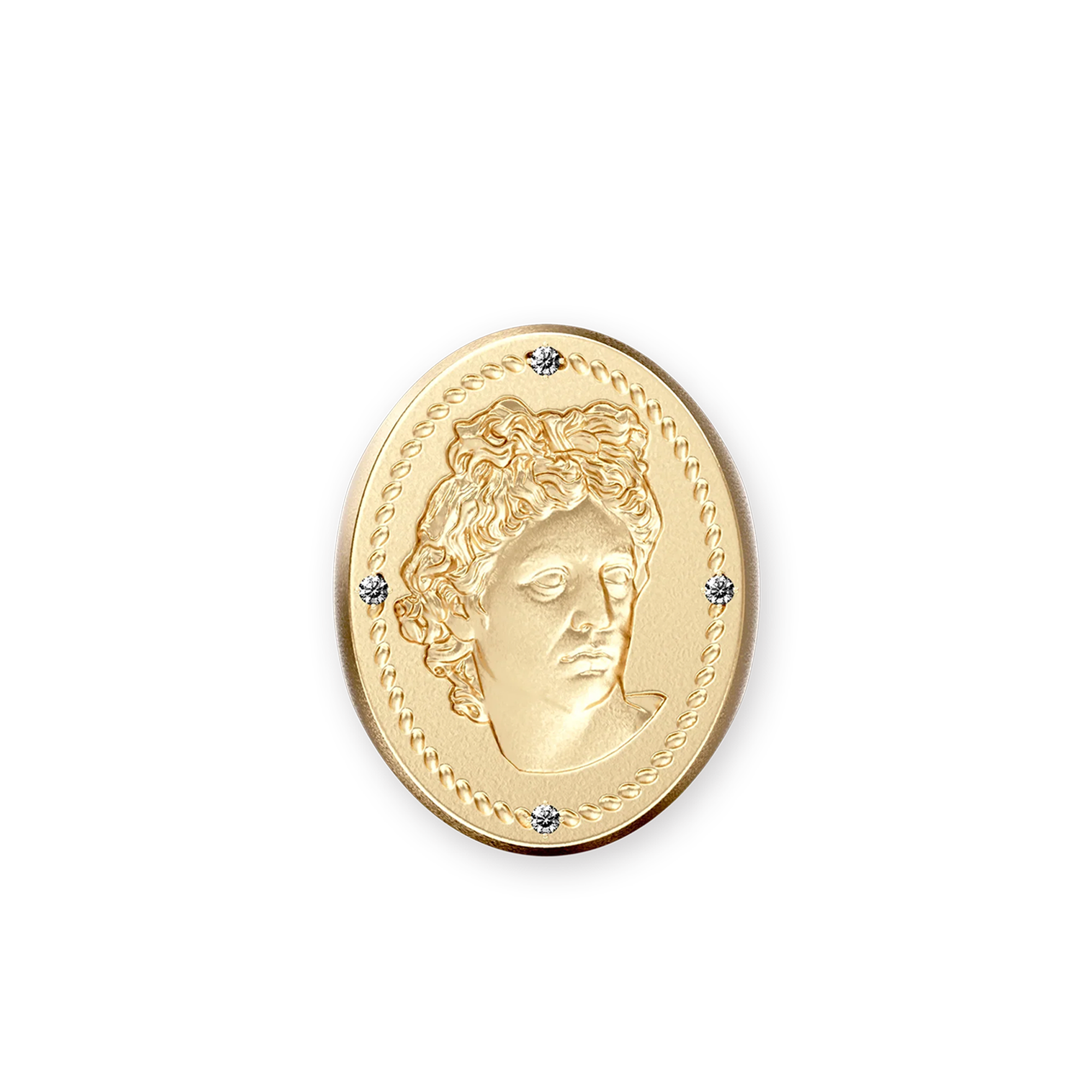 Olympus Apollo Signet Ring, White Diamond - PASCAL#color_18k-yellow-gold-vermeil-white-diamond