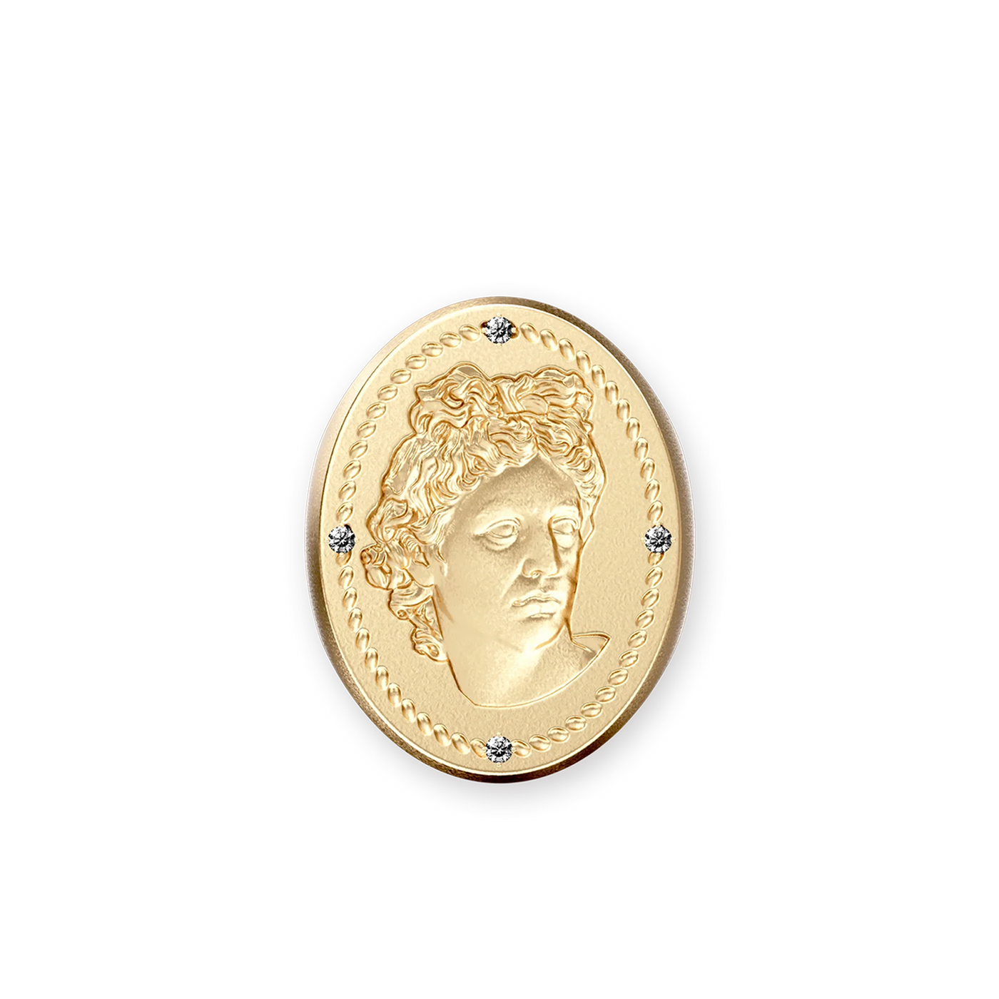 Olympus Apollo Signet Ring, White Diamond - PASCAL#color_18k-yellow-gold-vermeil-white-diamond