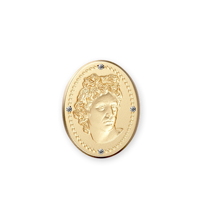 Olympus Apollo Signet Ring, White Diamond - PASCAL#color_18k-yellow-gold-vermeil-white-diamond