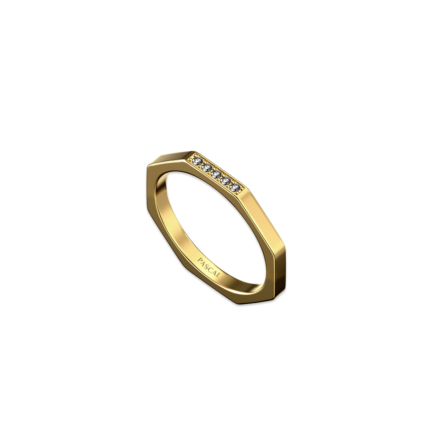 Octagon Band Ring, White Diamond