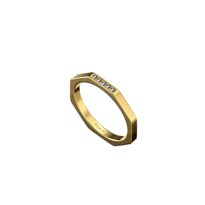 Octagon Band Ring, White Diamond