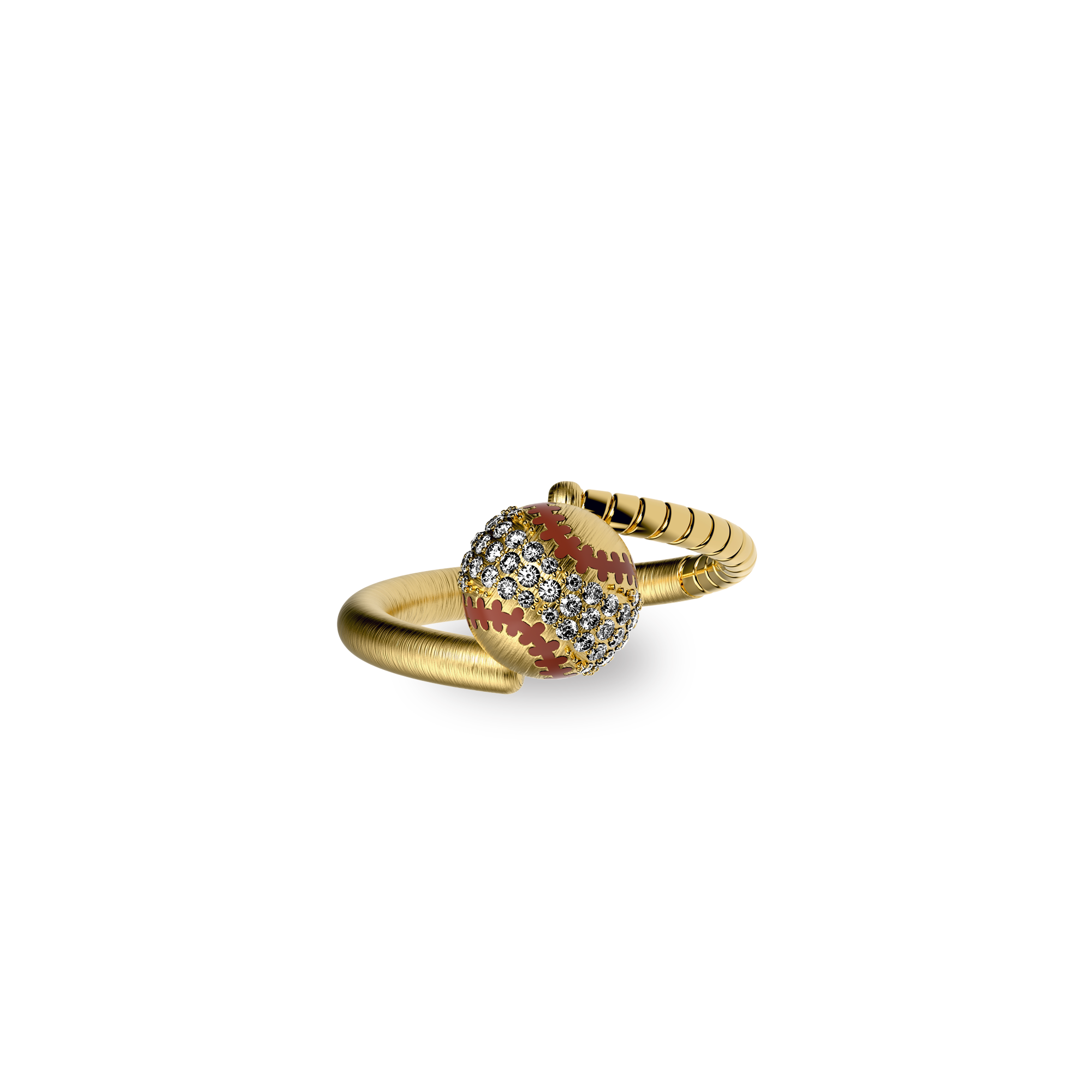 The Baseball Band Ring, White Diamond - PASCAL#color_18k-yellow-gold-vermeil-white-diamond