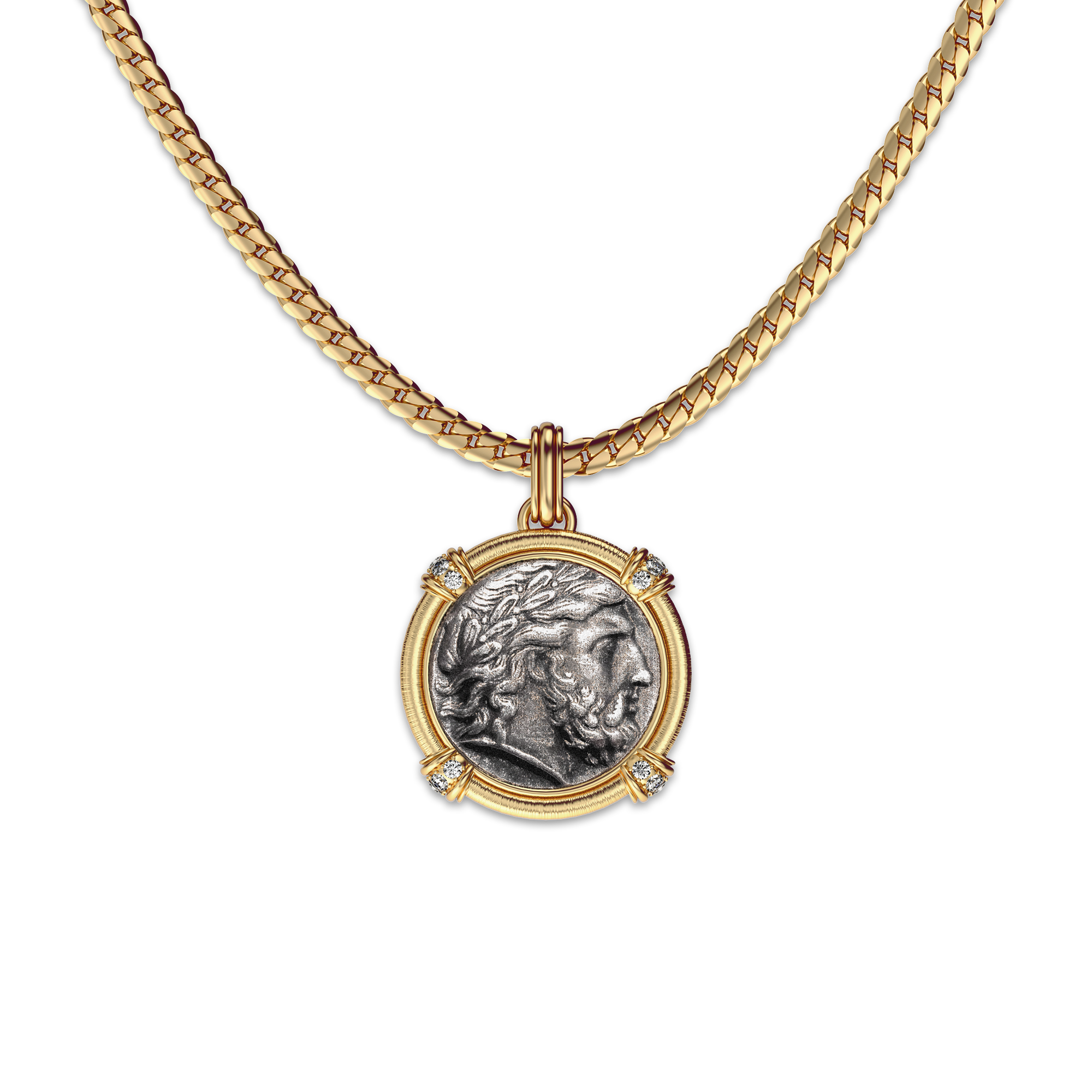The Great Civitas Zeus Coin Pendant, White Diamond - PASCAL