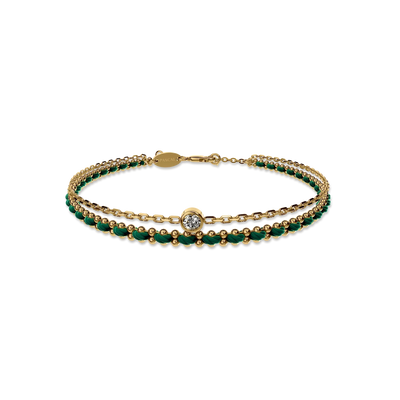 Collar de piedras preciosas y conjunto de doble pulsera