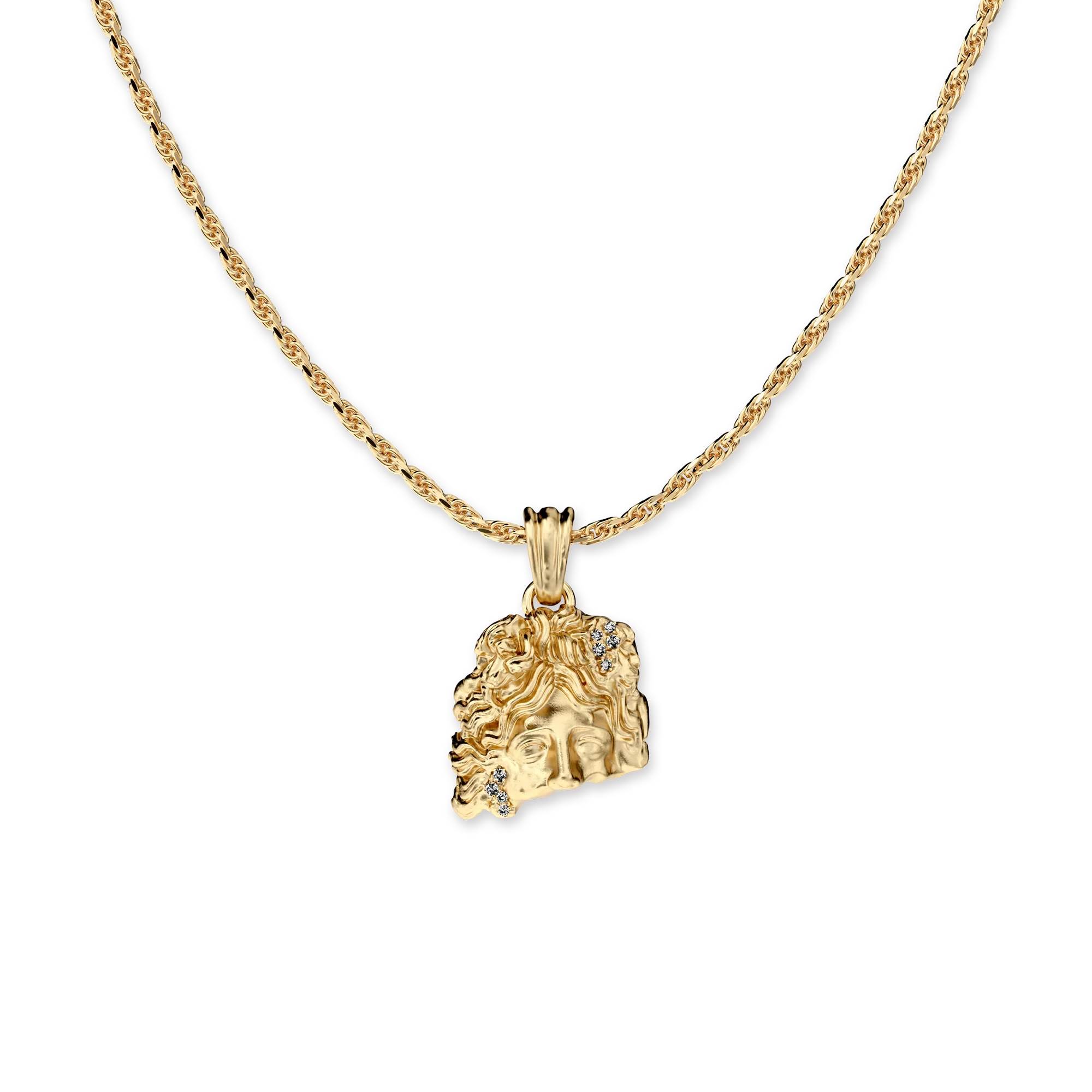 Olympus Apollo Statue Pendant, White Diamond - PASCAL#color_18k-yellow-gold-vermeil-white-diamond