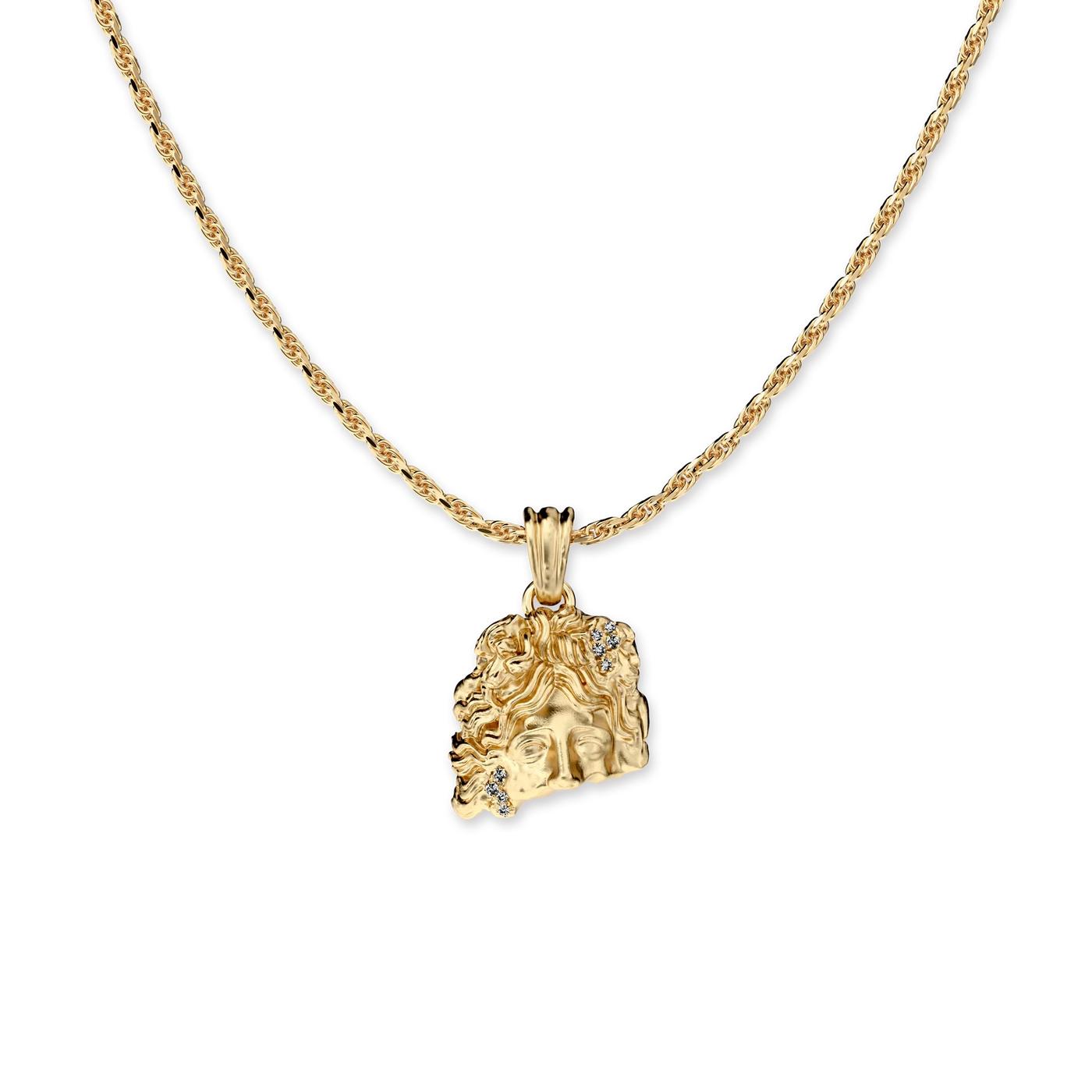 Olympus Apollo Statue Pendant, White Diamond - PASCAL#color_18k-yellow-gold-vermeil-white-diamond