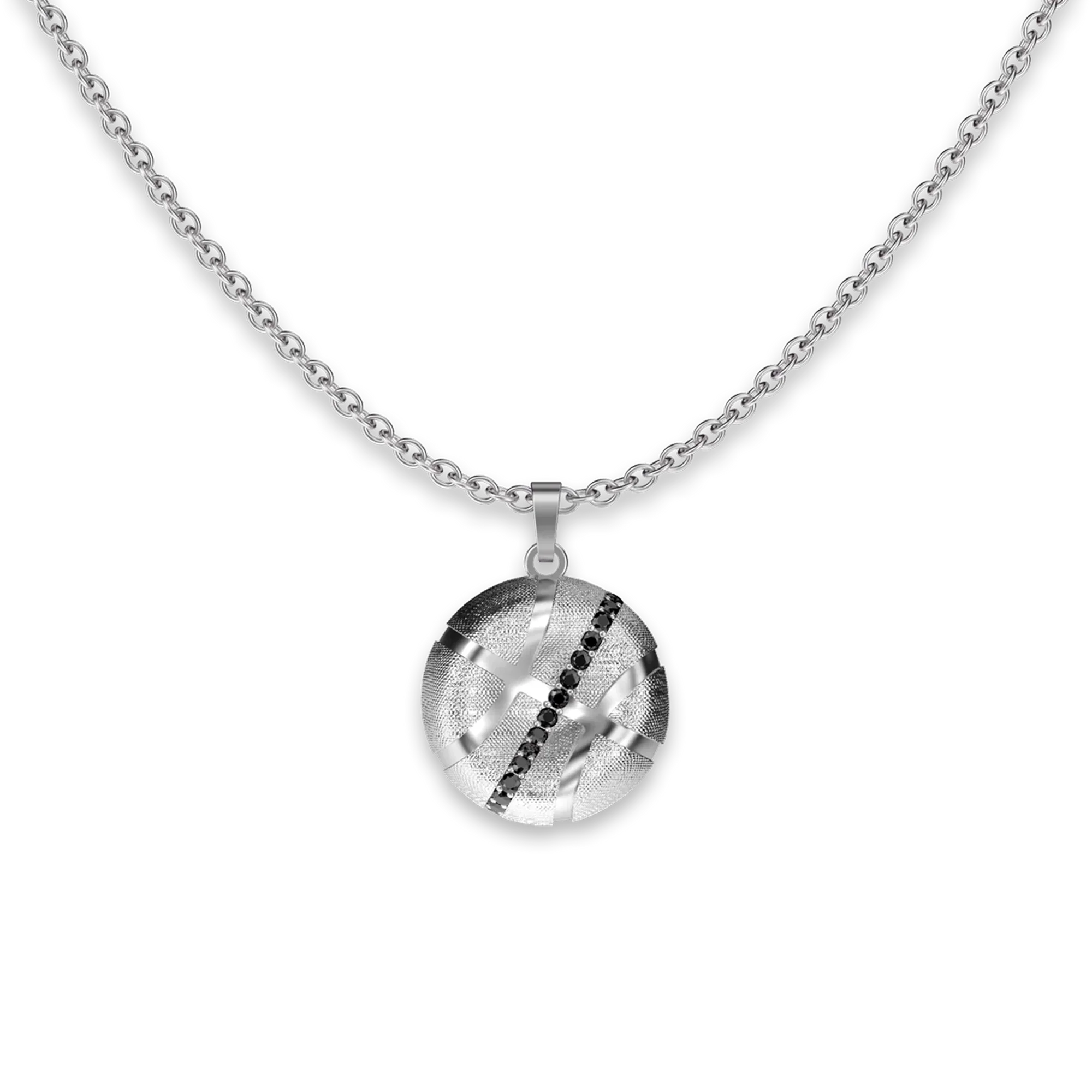 The Basketball Crooked Ball Linear Diamond Pendant, Black Diamond - PASCAL