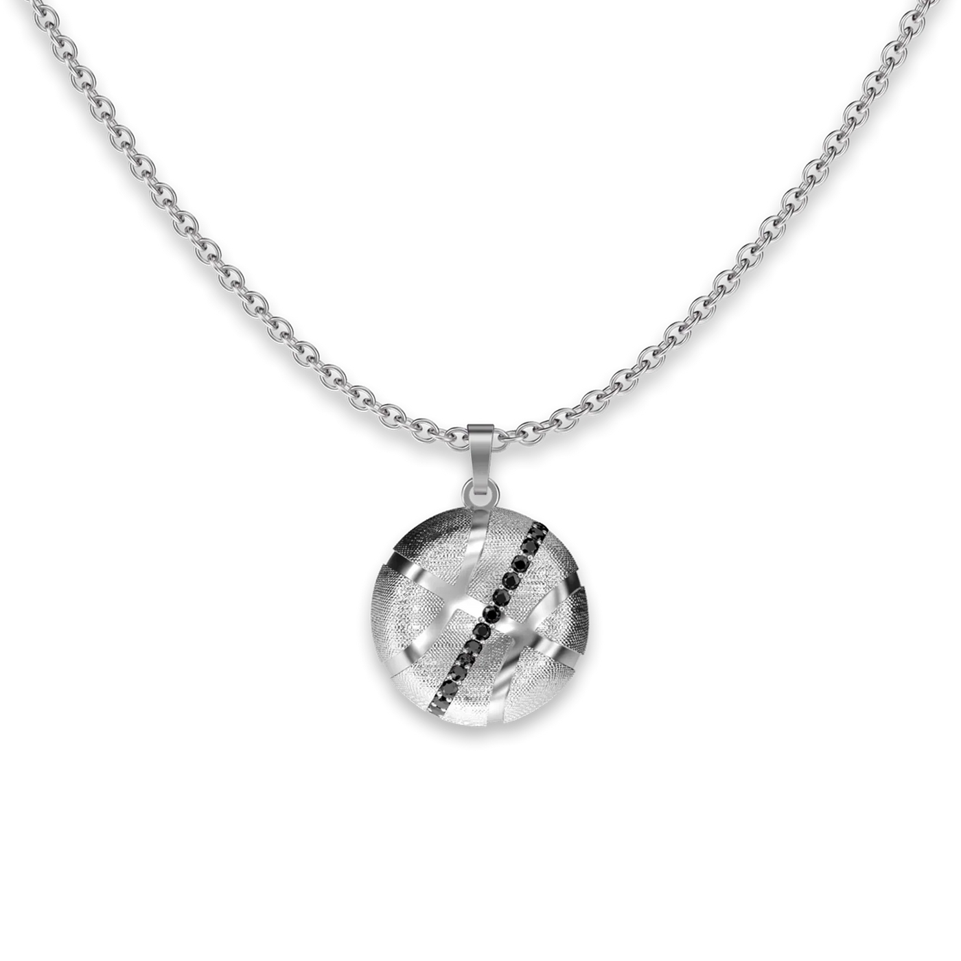 The Basketball Crooked Ball Linear Diamond Pendant, Black Diamond - PASCAL