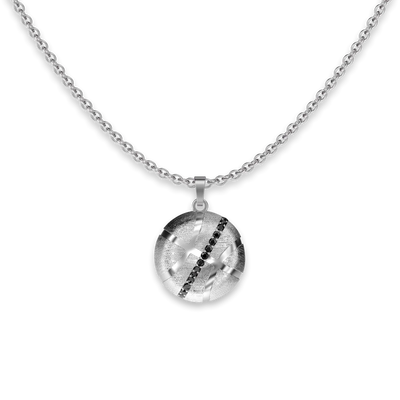 The Basketball Crooked Ball Linear Diamond Pendant, Black Diamond - PASCAL