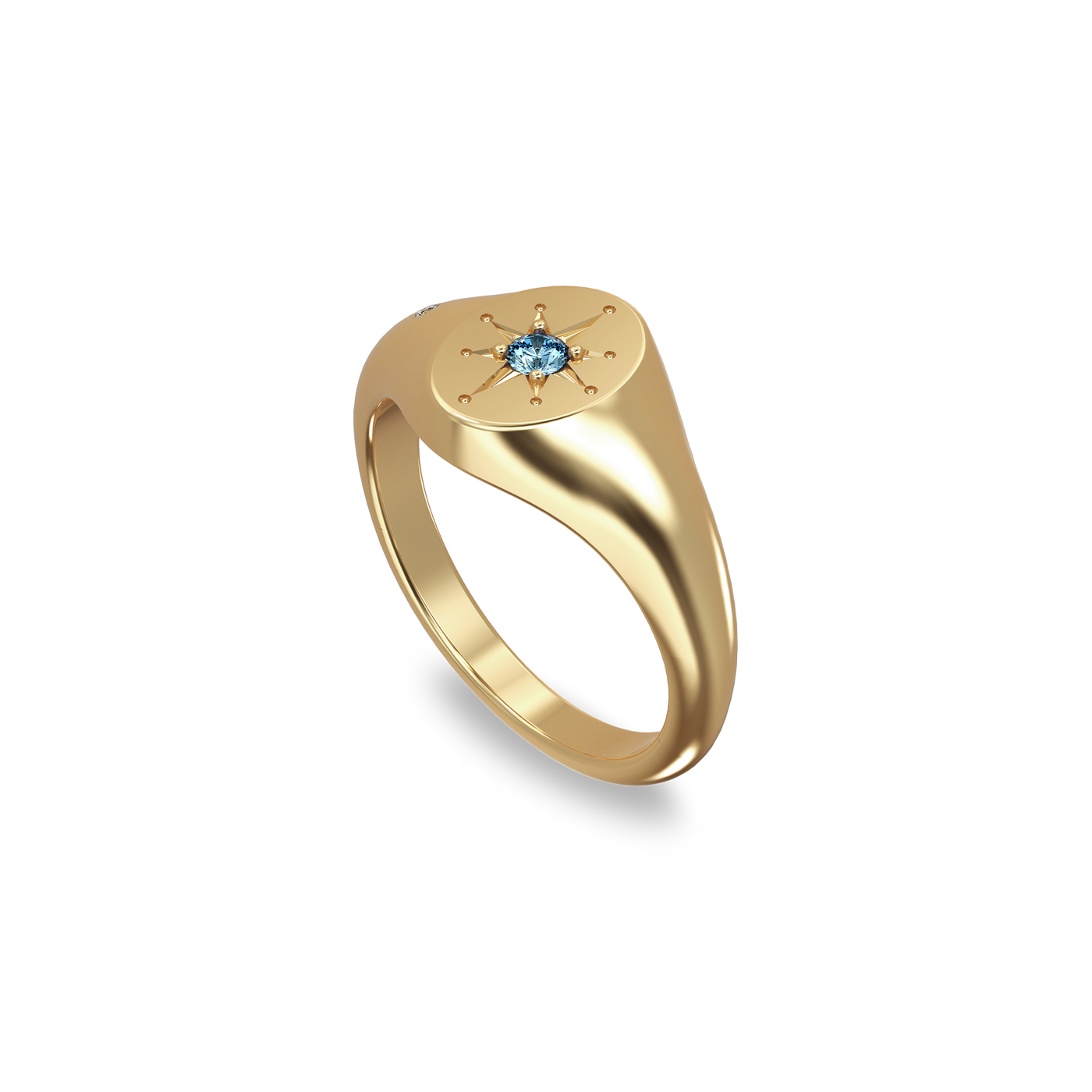 North Star Birthstone Signet Ring