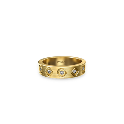 Round Rhomb Diamond Band Ring, White Diamond