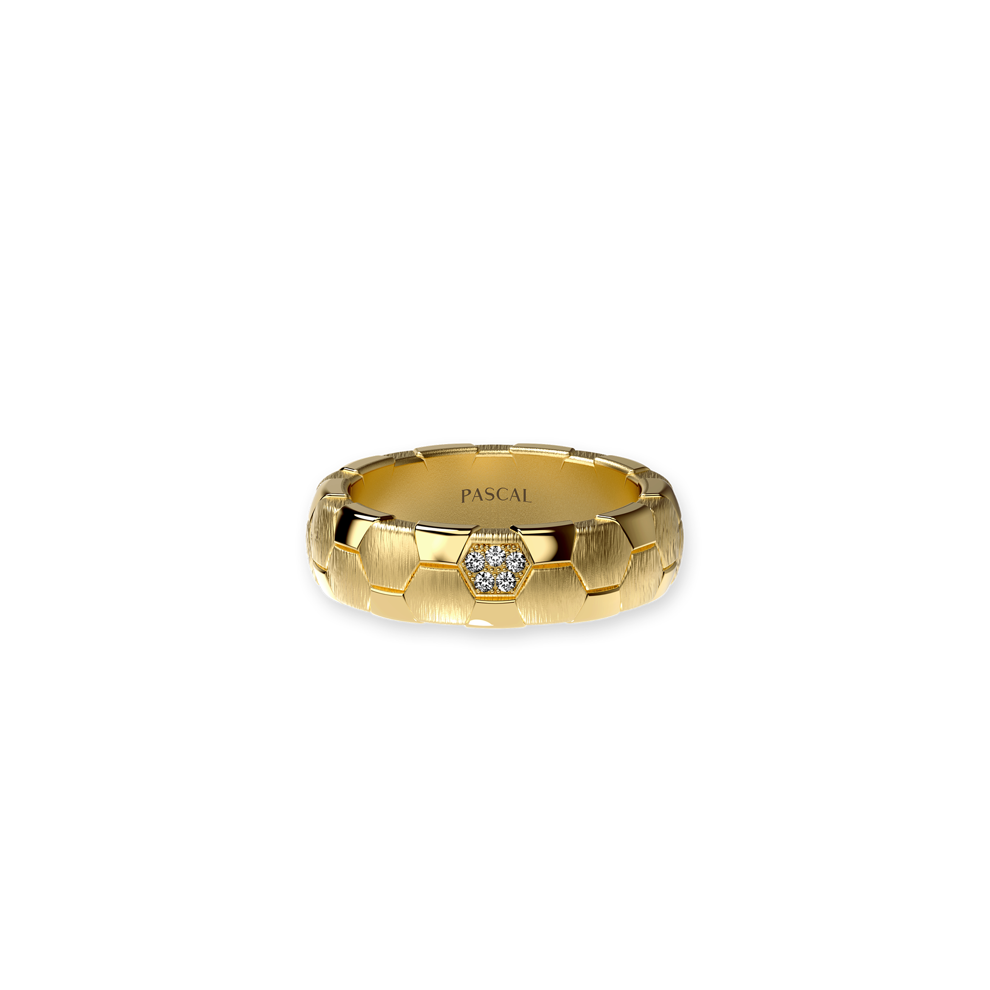 The Soccer Band Ring, White Diamond - PASCAL#color_18k-yellow-gold-vermeil-white-diamond