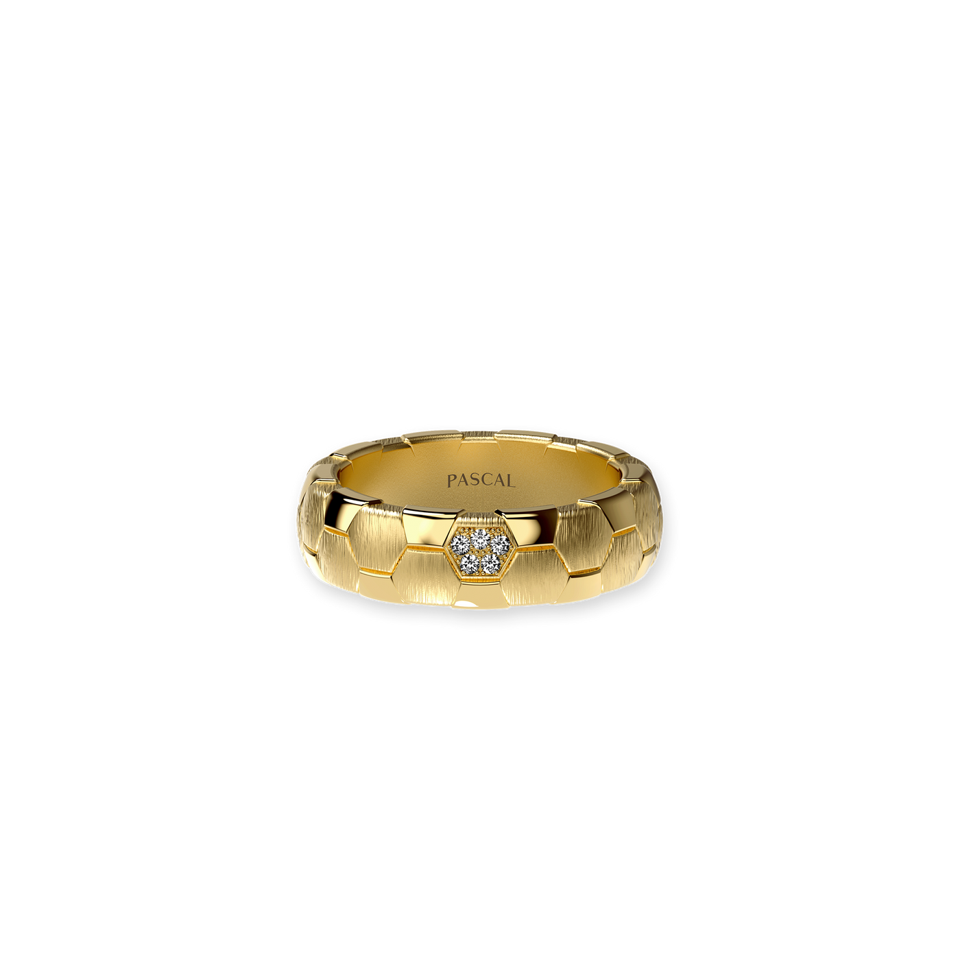 The Soccer Band Ring, White Diamond - PASCAL#color_18k-yellow-gold-vermeil-white-diamond