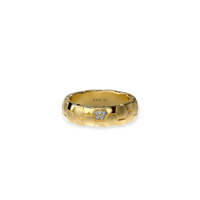 The Soccer Band Ring, White Diamond - PASCAL#color_18k-yellow-gold-vermeil-white-diamond