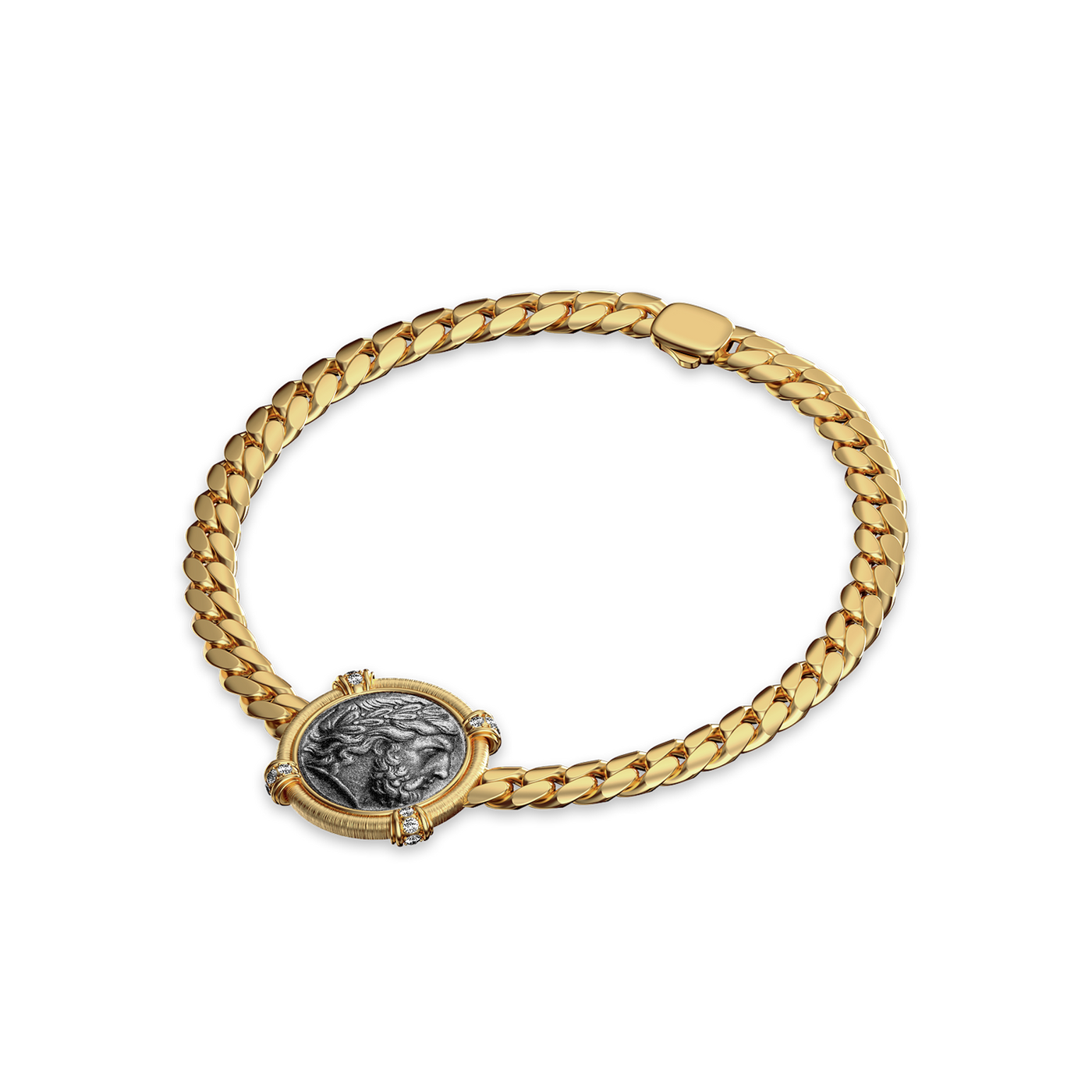Pulsera de Moneda Zeus "The Great Civitas", Diamante Blanco
