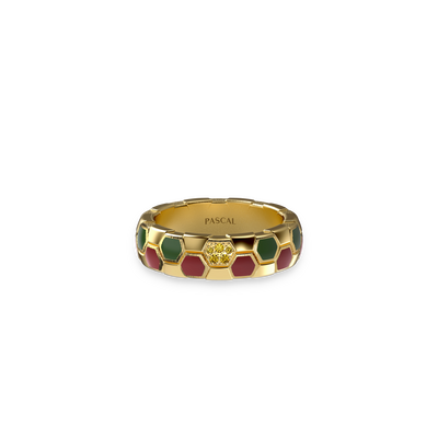 'The Soccer' Atlas Lions Band Ring, Yellow Diamond