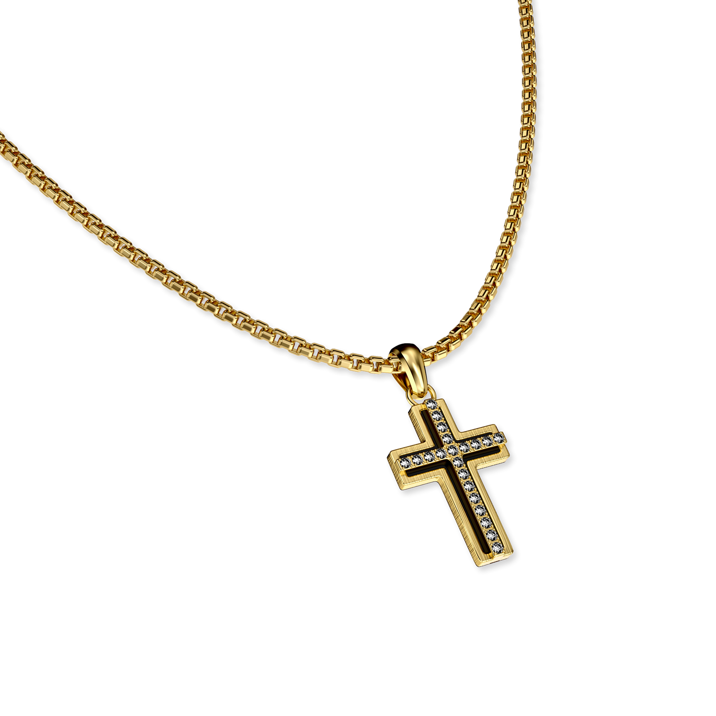 Ciondolo Croce Deco, Pavé di Diamanti Bianchi