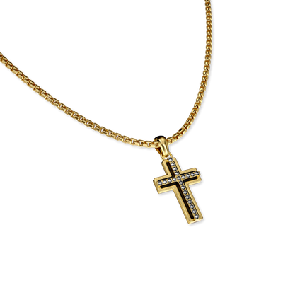 Ciondolo Croce Deco, Pavé di Diamanti Bianchi