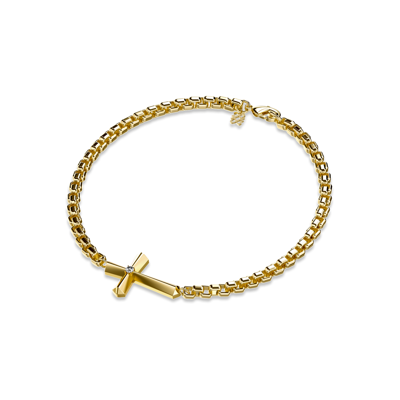 Pulsera Amuleto Cruz, Diamante Blanco