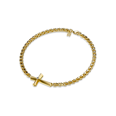 Pulsera Amuleto Cruz, Diamante Blanco