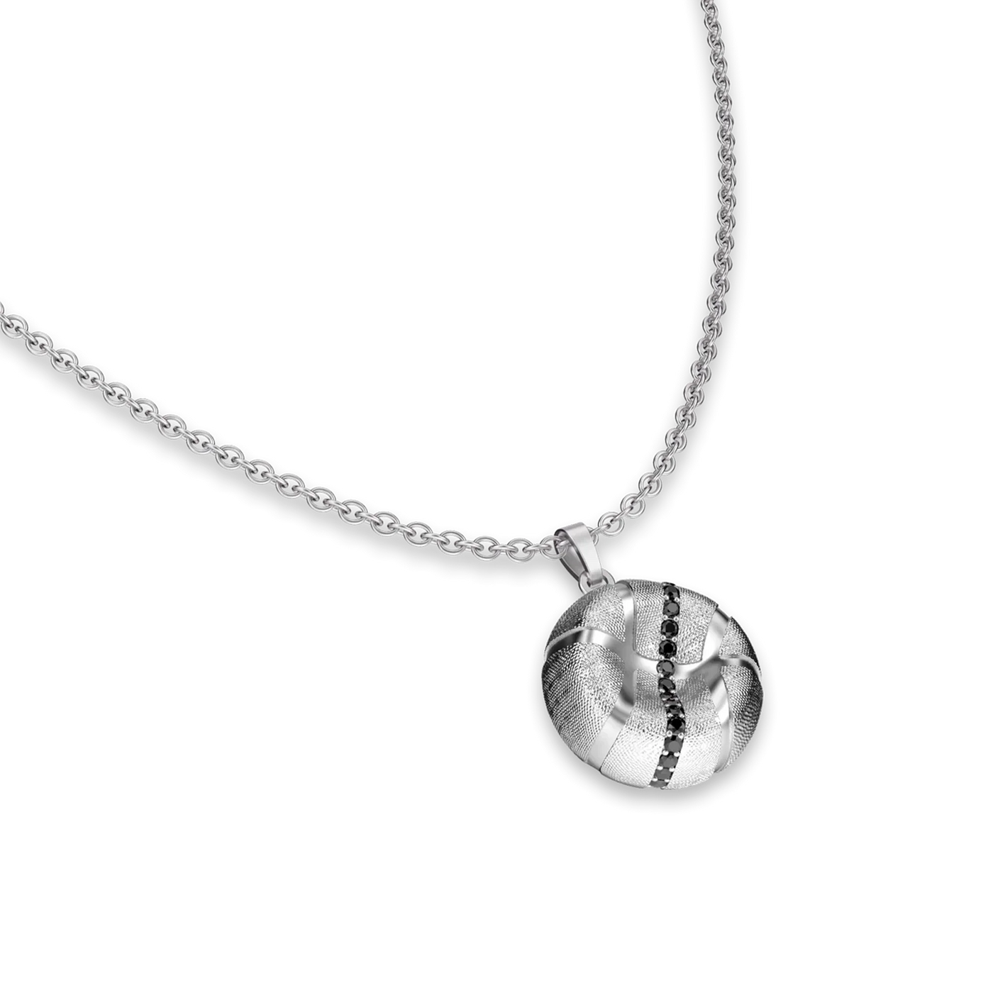 'The Basketball' Crooked Ball Linear Diamond Pendant, Black Diamond