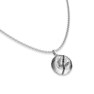 'The Basketball' Crooked Ball Linear Diamond Pendant, Black Diamond