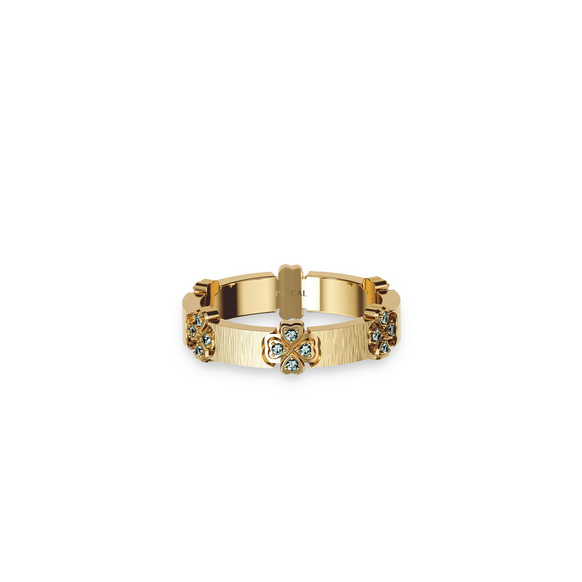 'Lucky Clover' Band Ring, Green Diamond Pavé | PASCAL